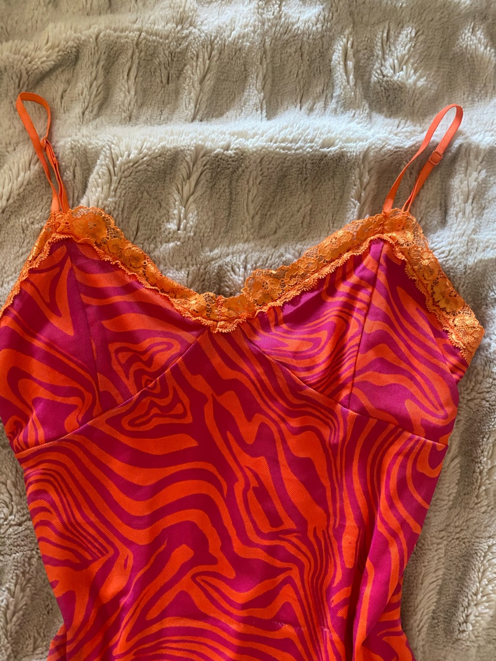 Dolls Kill Pink & Orange Zebra Slip Dress - Picture 3 of 3